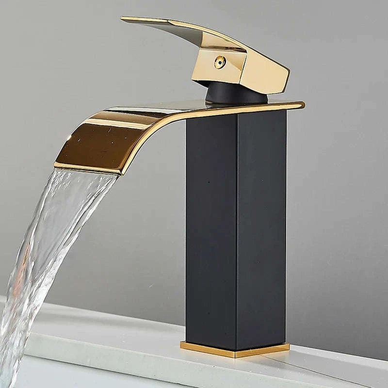 Matte Black Waterfall Basin Faucet – Single Handle Bathroom Mixer-High-Chrome / Mexico