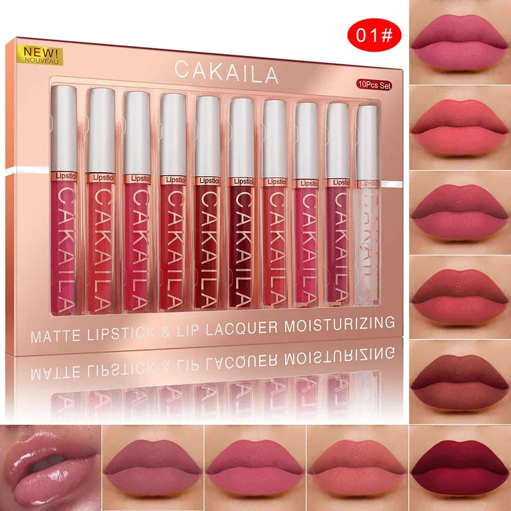 Matte Liquid Lipstick Set – 10pc Waterproof Velvet Lip Colors-02 / United States