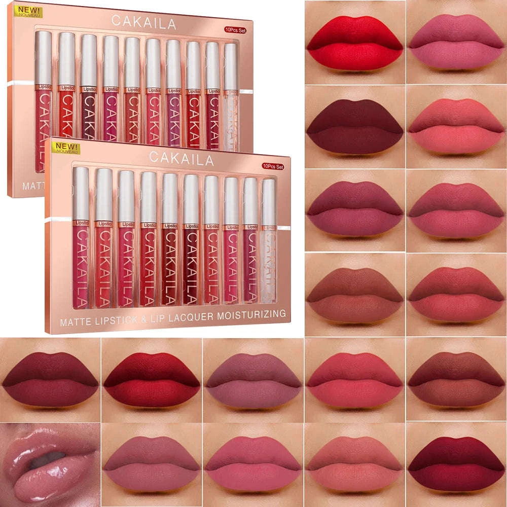 Matte Liquid Lipstick Set – 10pc Waterproof Velvet Lip Colors-02 / United States