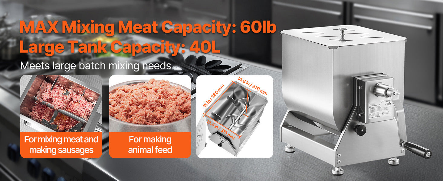 80L Manual Meat Mixer with Tilt Tank and Lid