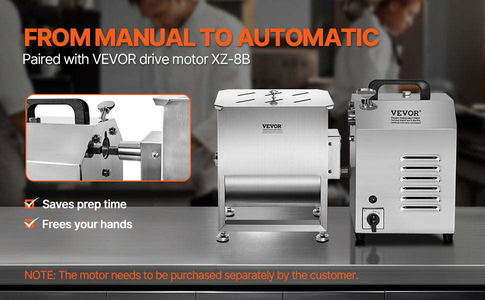 Manual Meat Mixer with Lid, Handle and Gear Reducer