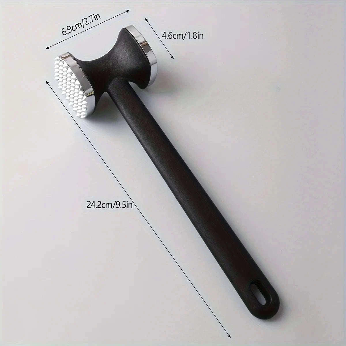 Meat Tenderizer Hammer with Rubber Grip for Easier Prep-black