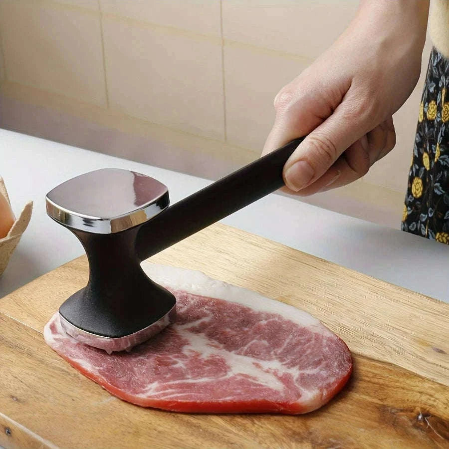 Meat Tenderizer Hammer with Rubber Grip for Easier Prep-black
