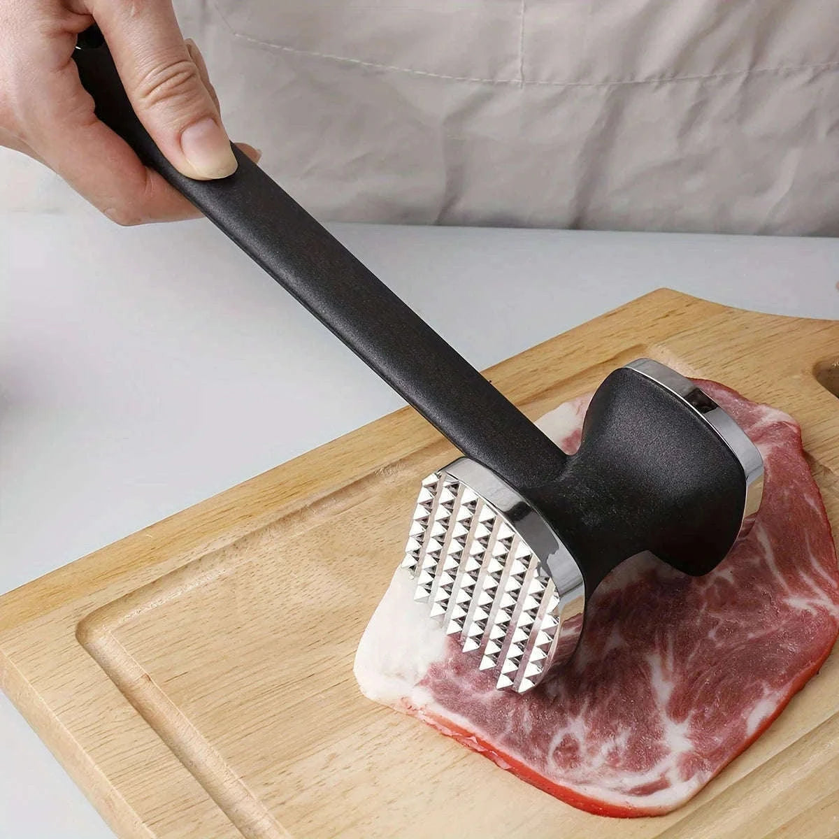 Meat Tenderizer Hammer with Rubber Grip for Easier Prep-black