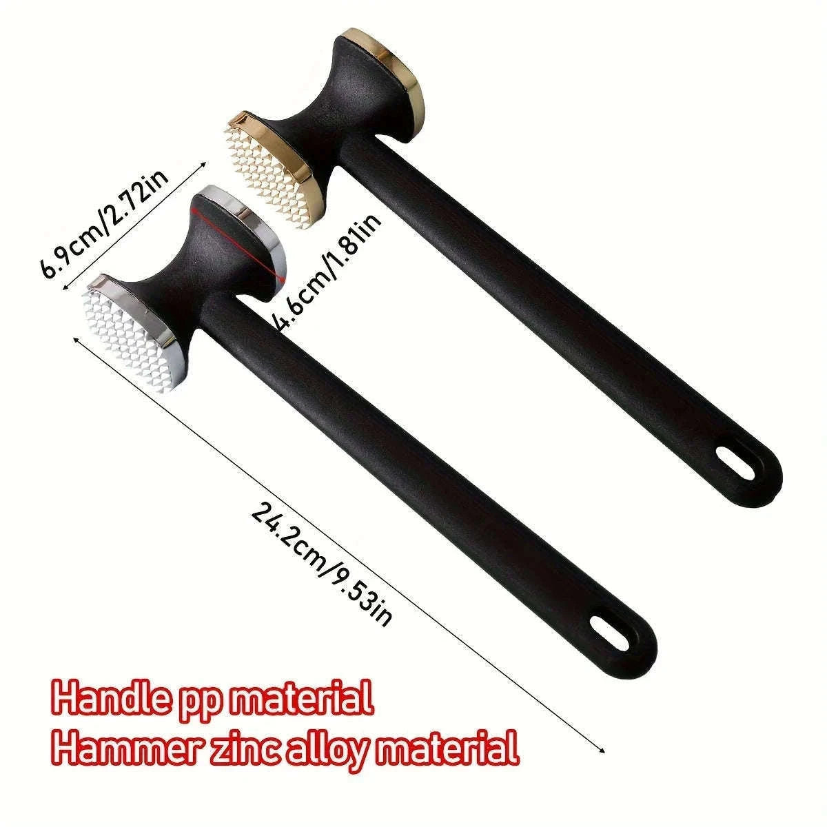 Meat Tenderizer Hammer with Rubber Grip for Easier Prep-black