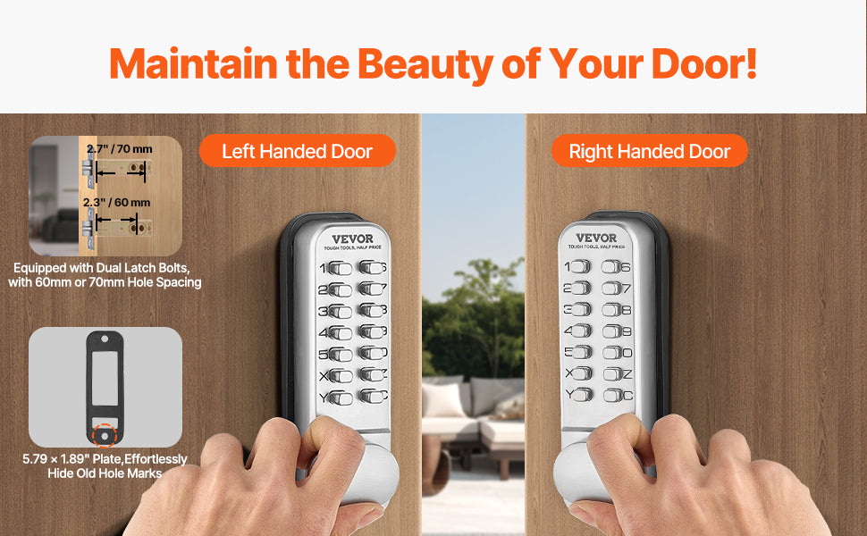 Mechanical Keyless Entry Door Lock with Auto Lock & Keypad