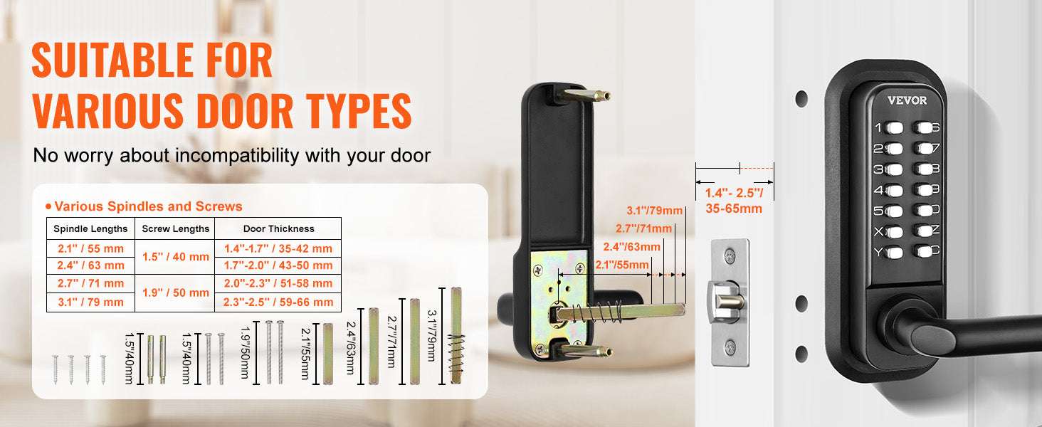 Mechanical Keyless Entry Door Lock with 14-Digit Keypad-Double-Sided Lock / CZECH REPUBLIC