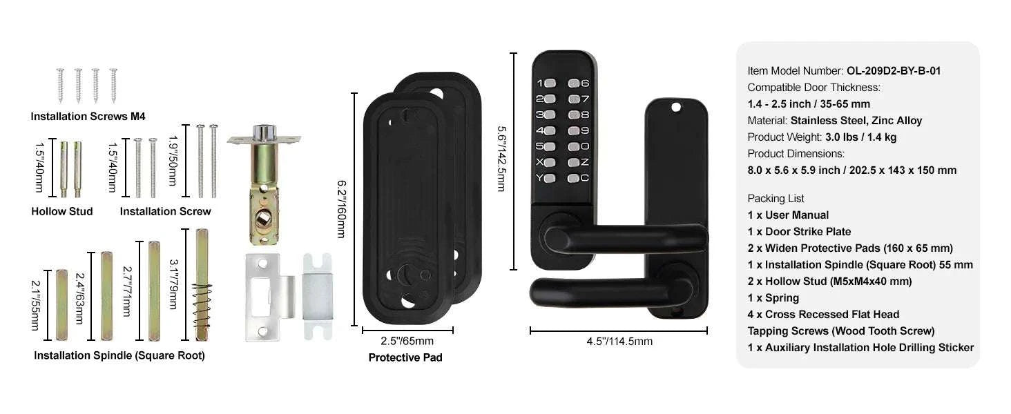 Mechanical Keyless Entry Door Lock with 14-Digit Keypad-Double-Sided Lock / CZECH REPUBLIC