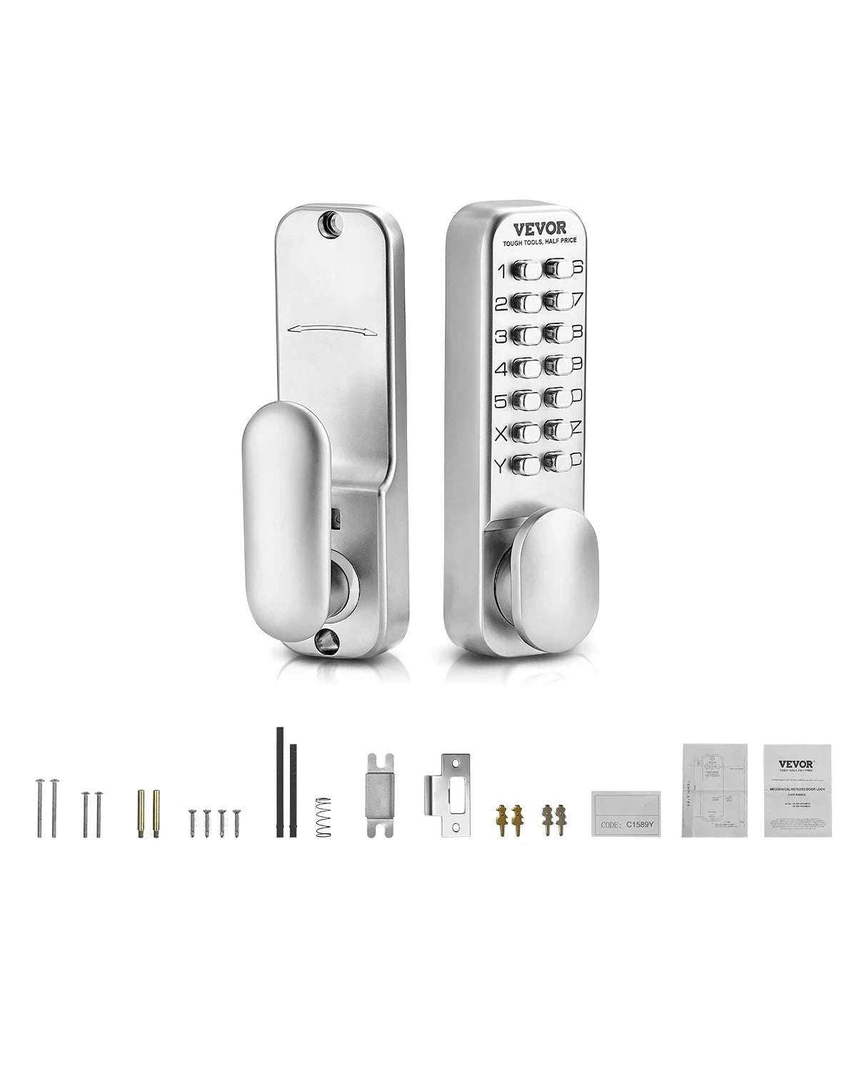 Mechanical Keyless Entry Door Lock with Auto Lock & Keypad-Silver / United States