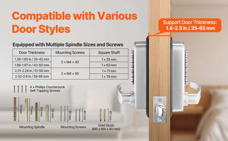 Mechanical Keyless Entry Door Lock with Auto Lock & Keypad-Silver / United States