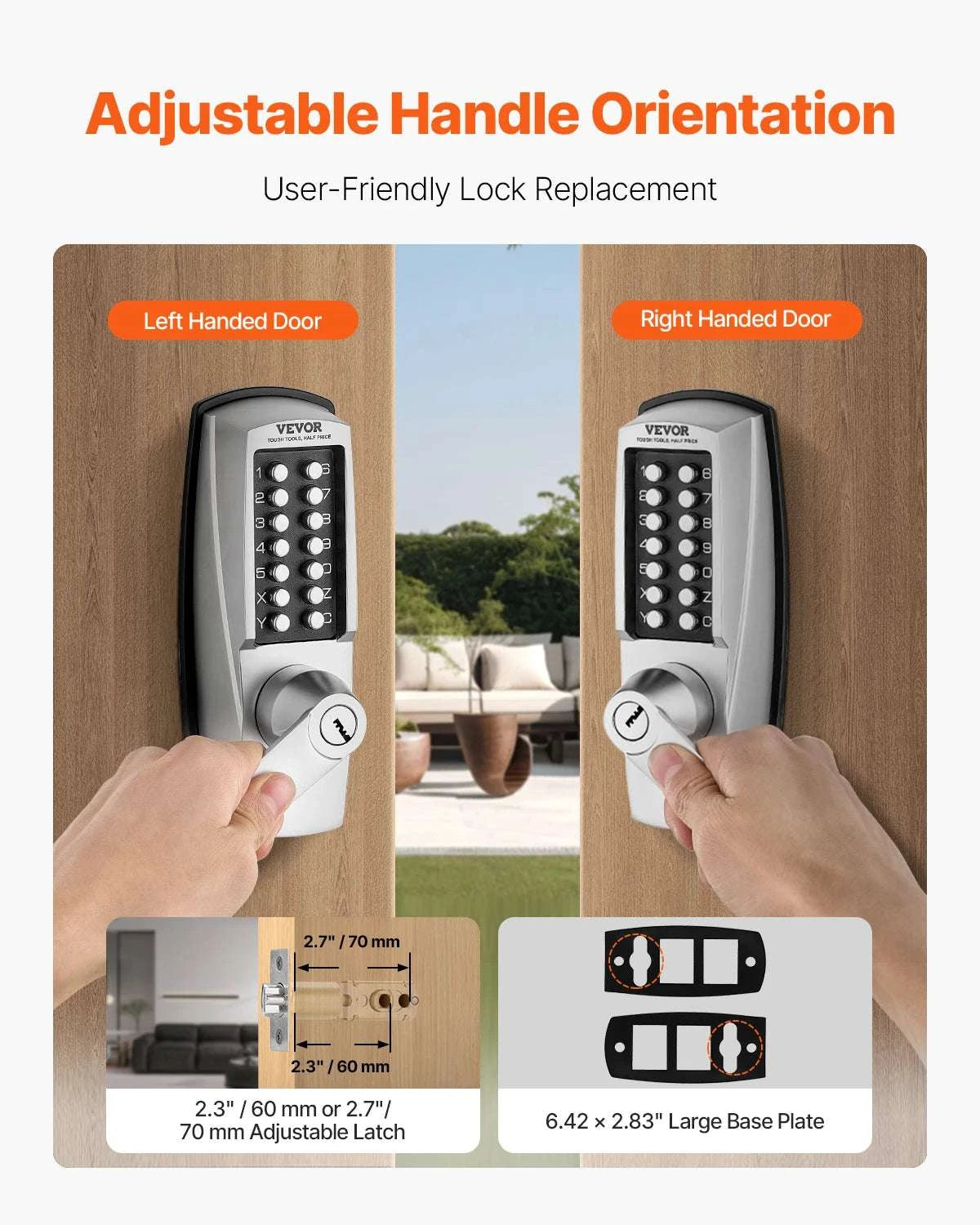 Mechanical Keyless Entry Door Lock with Keypad & Auto Lock-Silver / United States