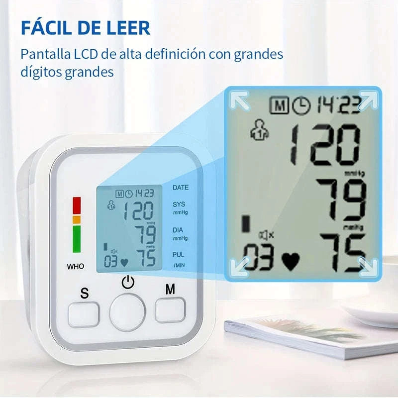 Medical Arm Blood Pressure Monitor with Digital Gauge-White