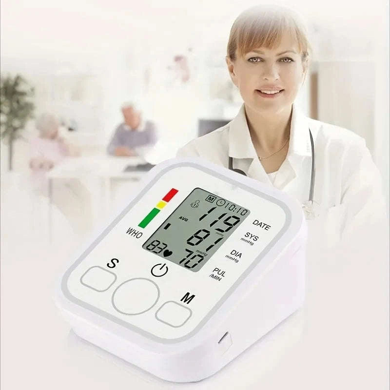 Medical Arm Blood Pressure Monitor with Digital Gauge-White