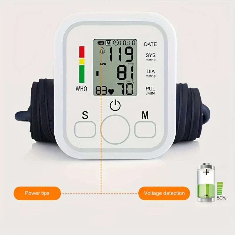 Medical Arm Blood Pressure Monitor with Digital Gauge-White