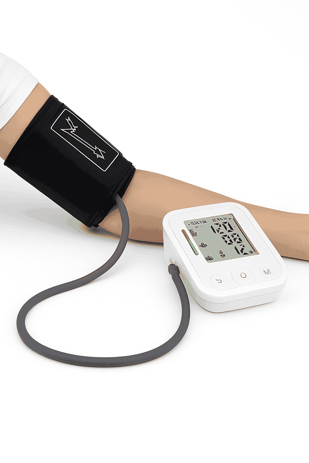 Medical Arm Blood Pressure Monitor with Digital Gauge-White