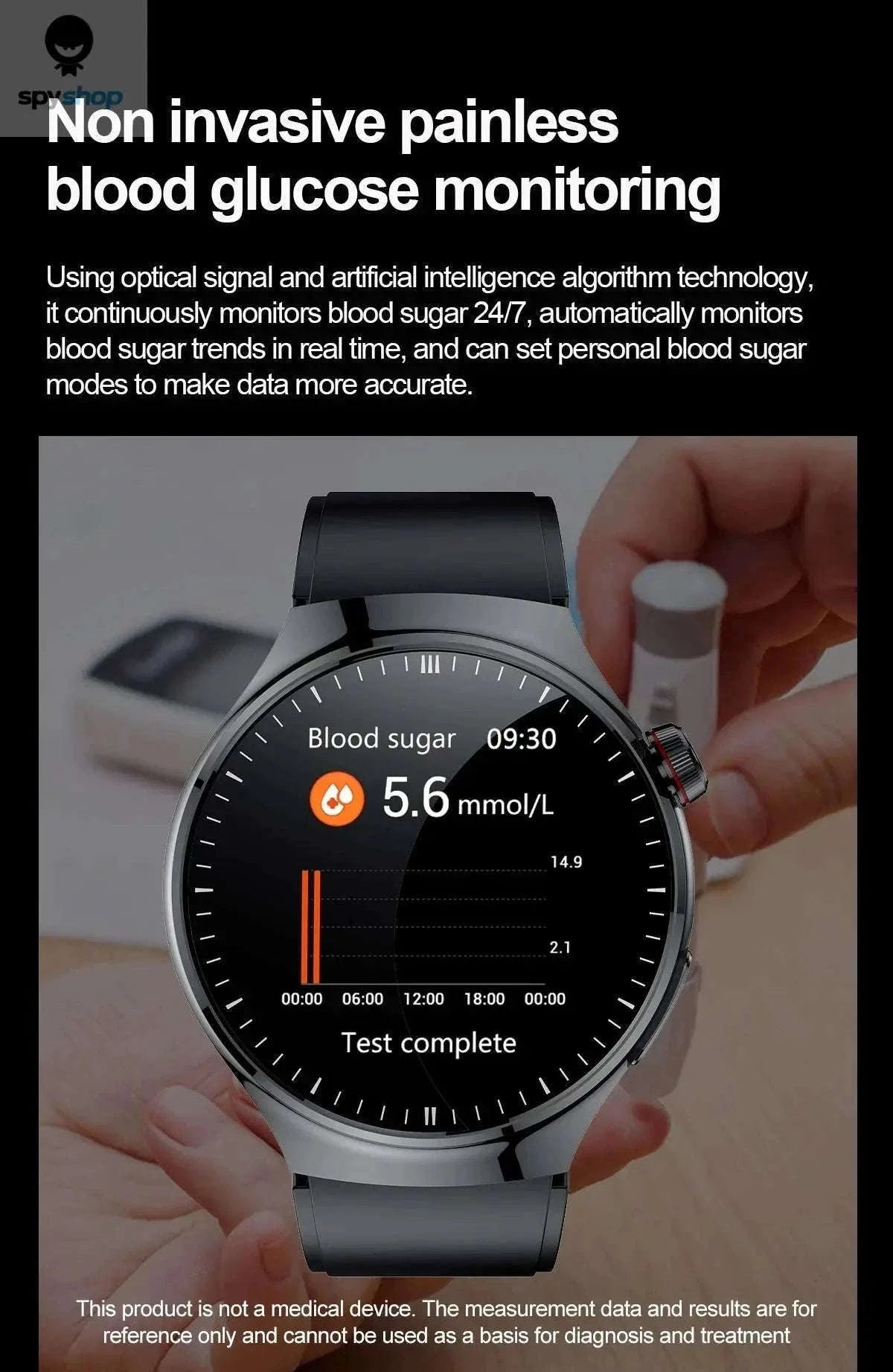 Medical Grade Smartwatch with ECG and Health Tracking-Black Steel B 2A / Nursing grade