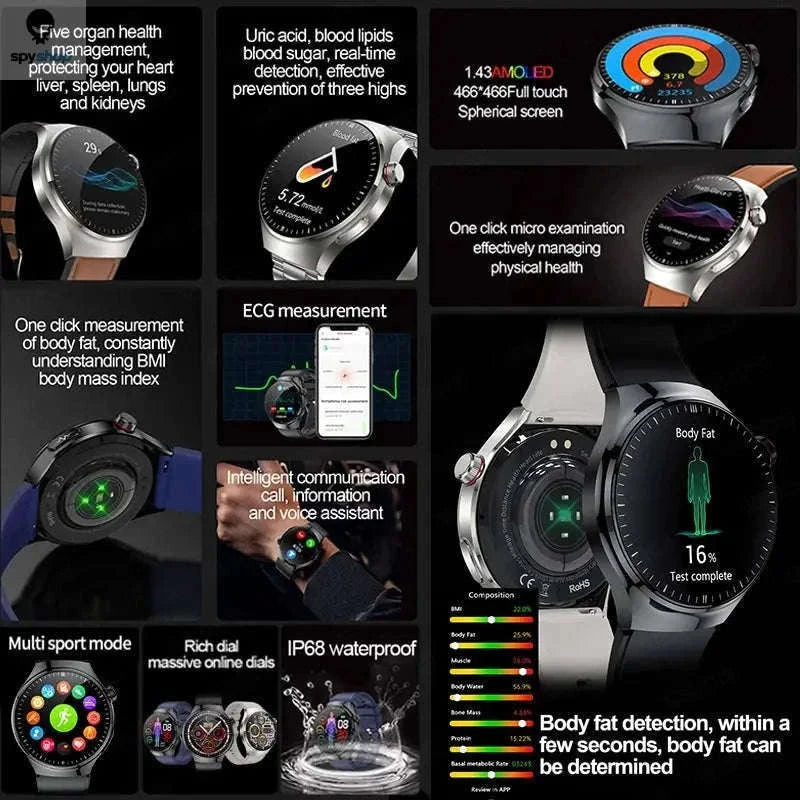 Medical Grade Smartwatch with ECG and Health Tracking-Black Steel B 2A / Nursing grade