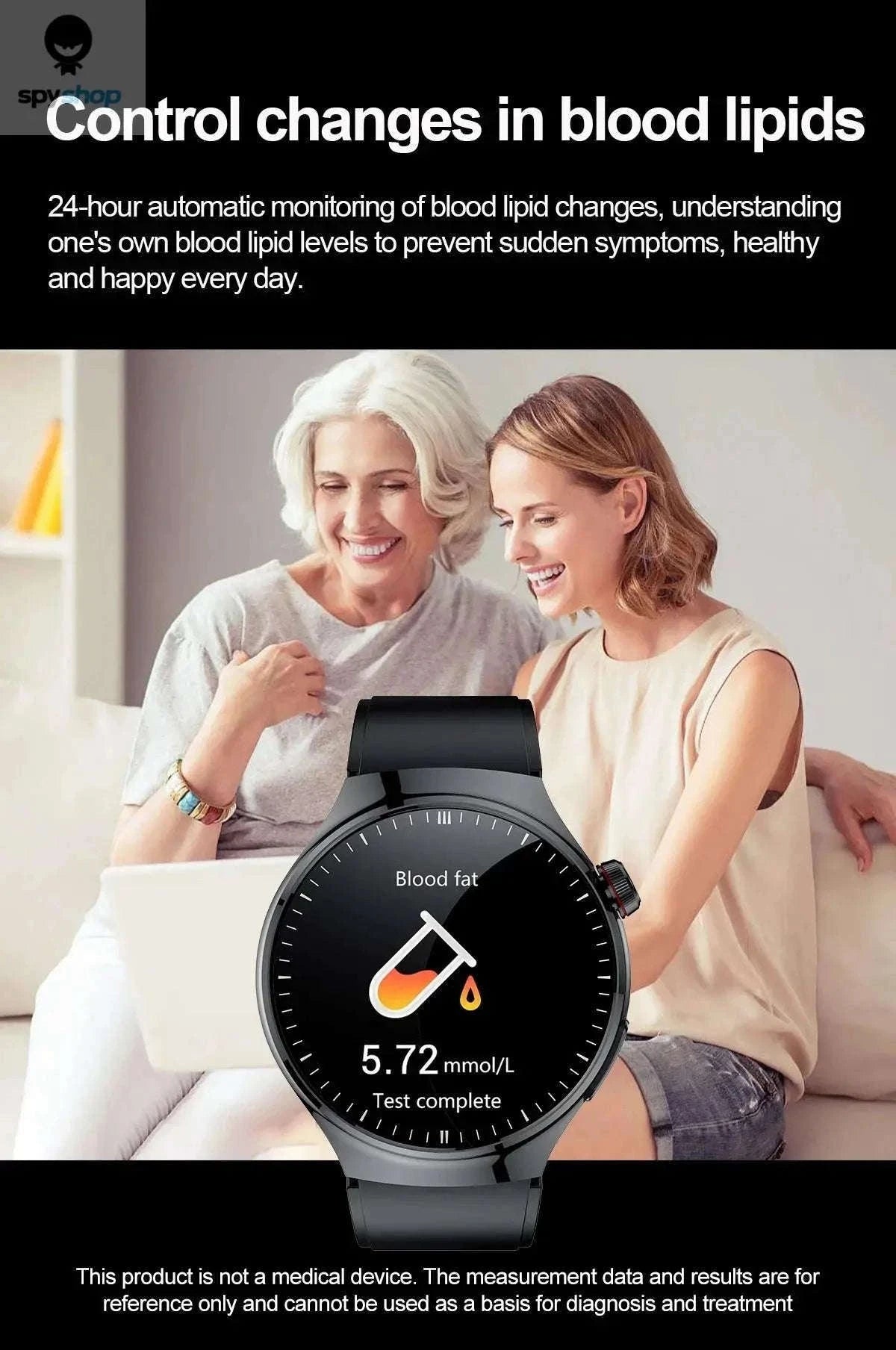Medical Grade Smartwatch with ECG and Health Tracking-Black Steel B 2A / Nursing grade