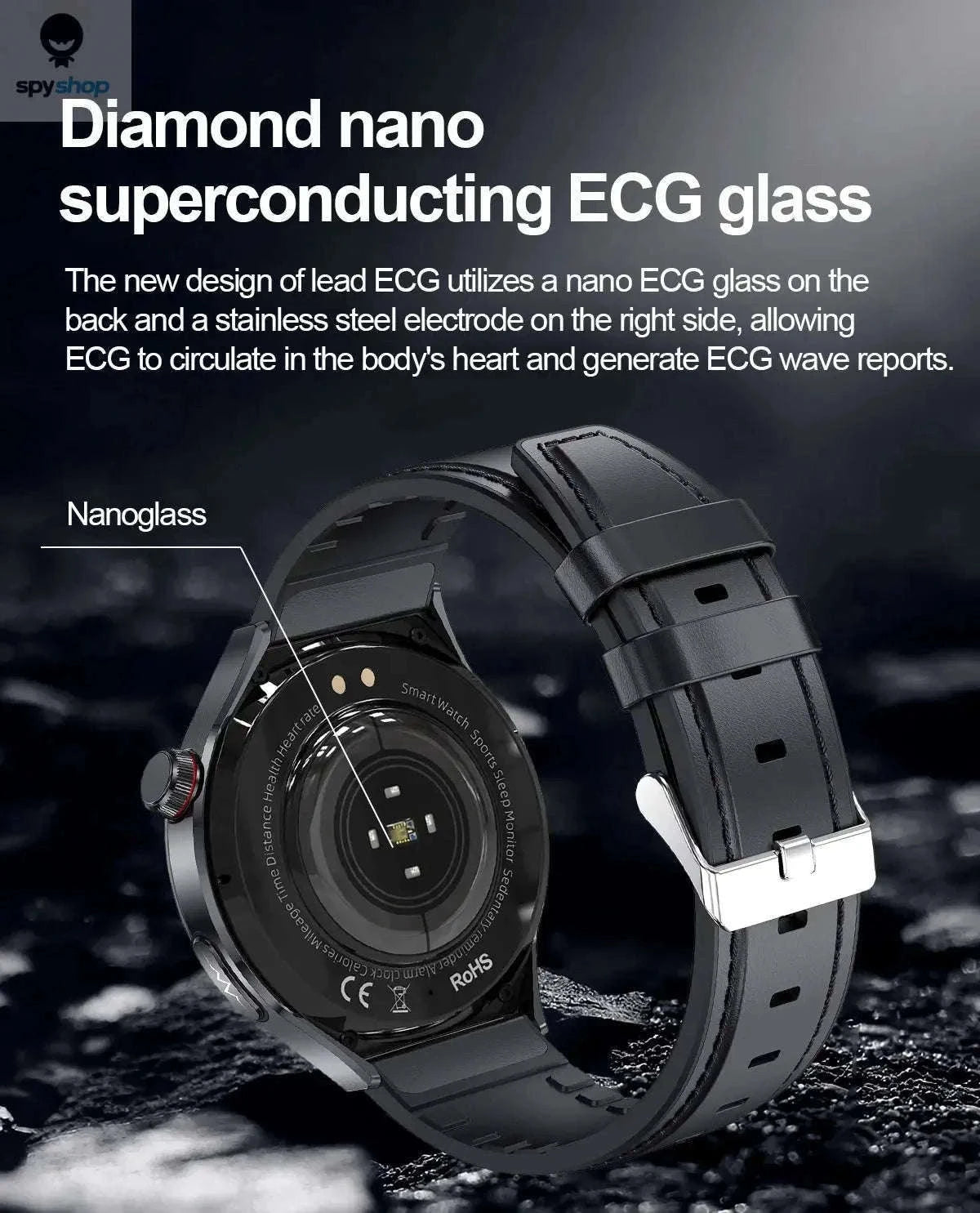 Medical Grade Smartwatch with ECG and Health Tracking-Black Steel B 2A / Nursing grade