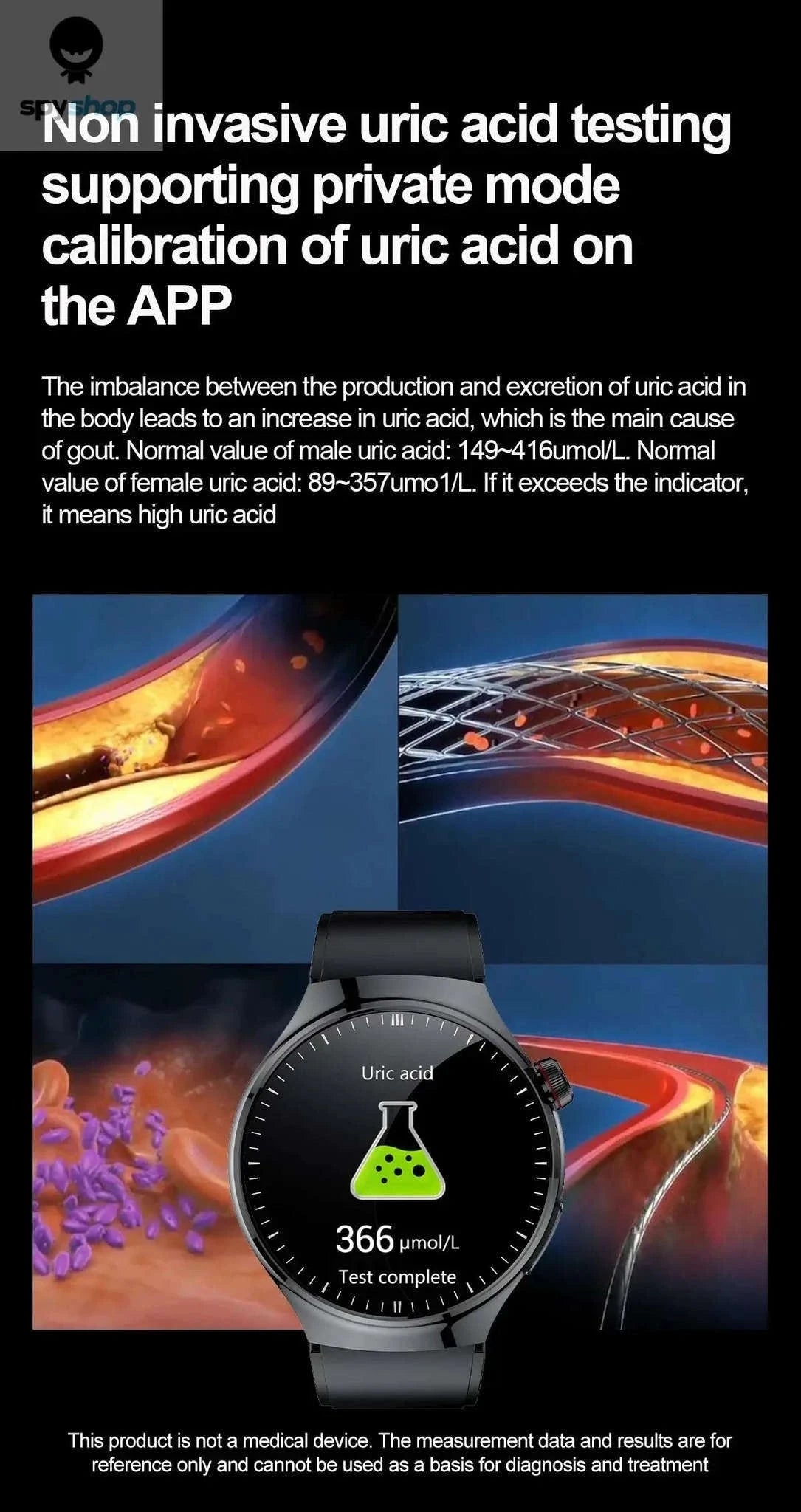 Medical Grade Smartwatch with ECG and Health Tracking-Black Steel B 2A / Nursing grade