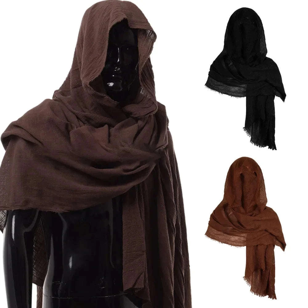 Medieval Pirate Hooded Scarf Cloak for Cosplay & Halloween-ONE SIZE / Black