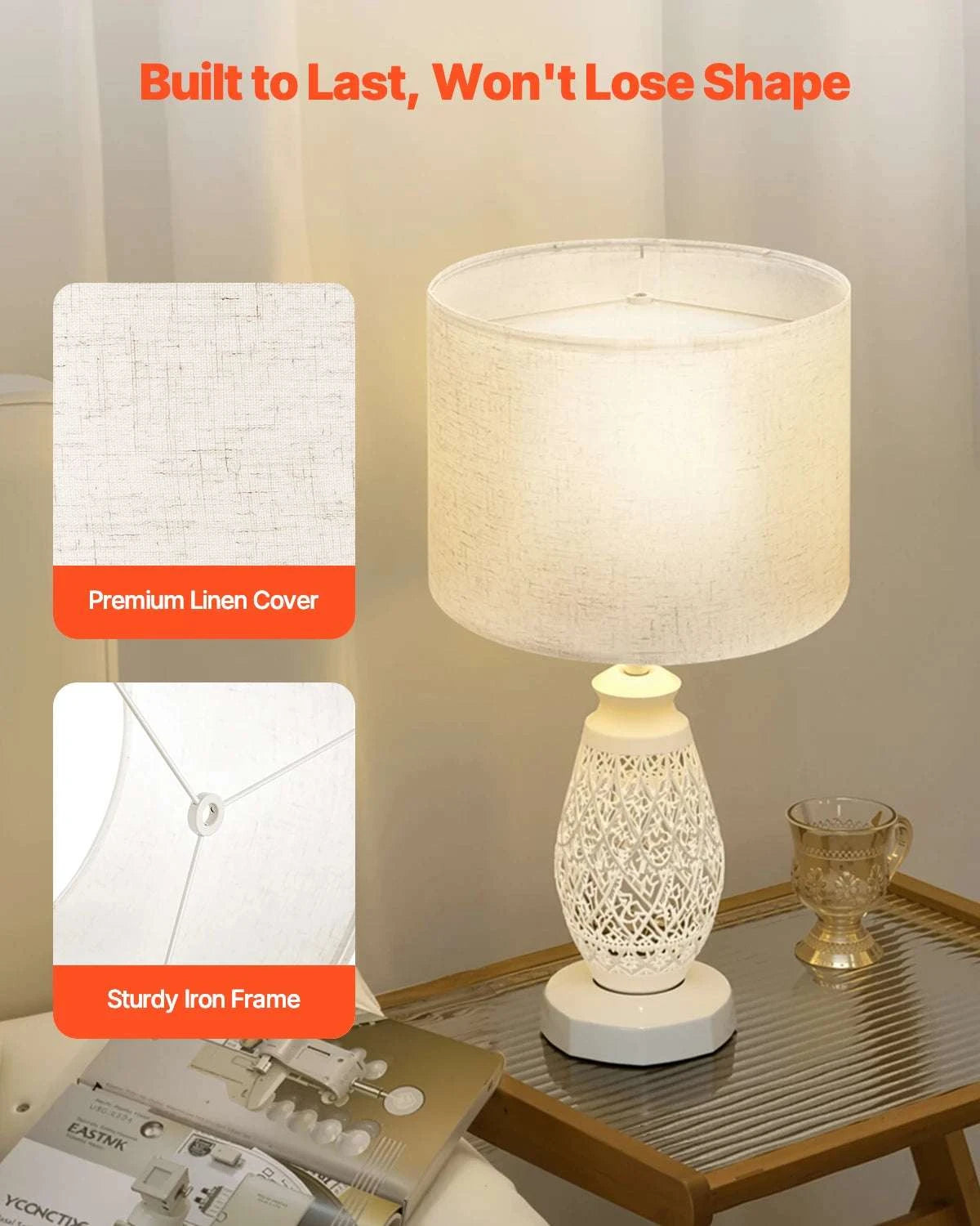 Medium Linen Drum Lamp Shade Replacement for Table Floor Lamps-2PCs White 16x12in / spain
