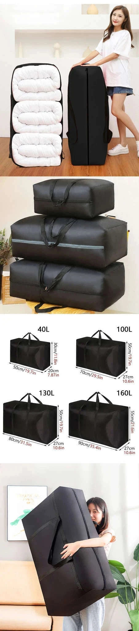 MegaTote Extra Large Bag for Packing, Storage, and Moving-L-130L