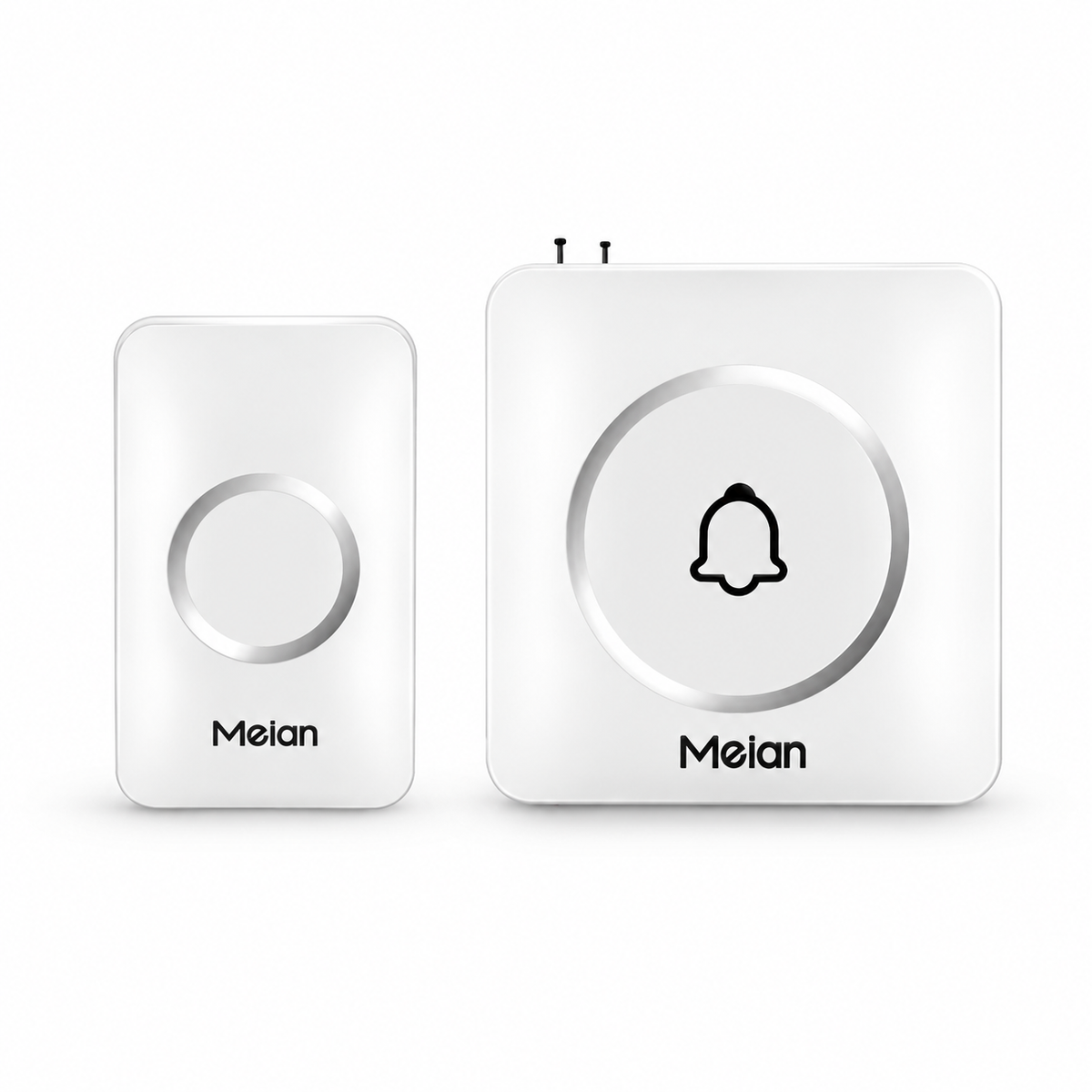 Meian wireless doorbell transmitter and receiver on white