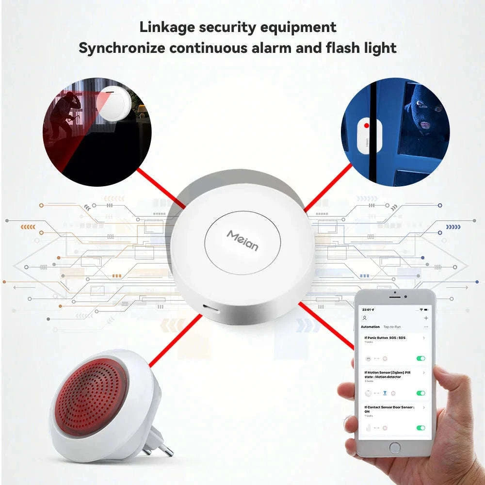 Meian Tuya ZigBee 100dB Wireless Smart Siren Alarm-AU Plug