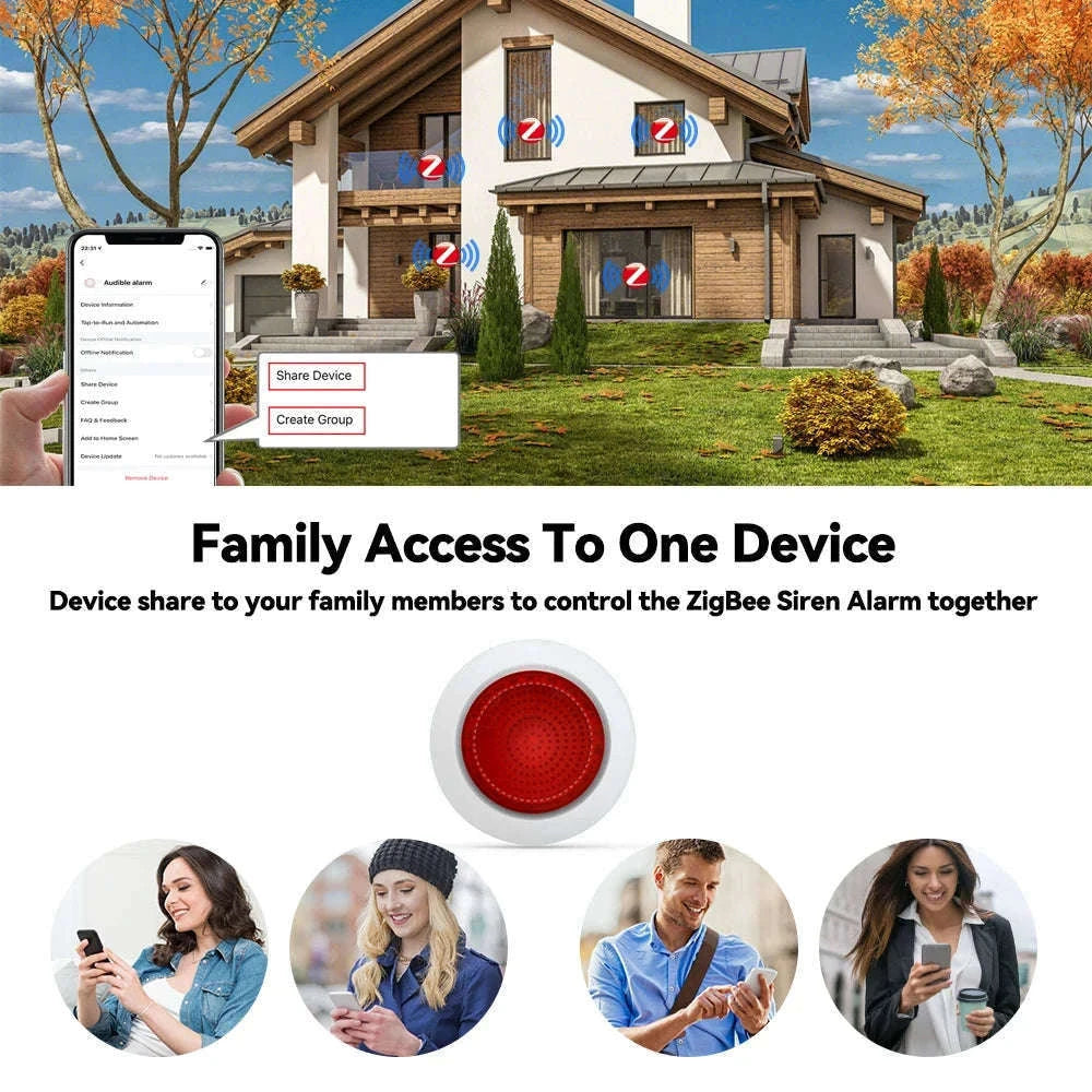 Meian Tuya ZigBee 100dB Wireless Smart Siren Alarm-AU Plug