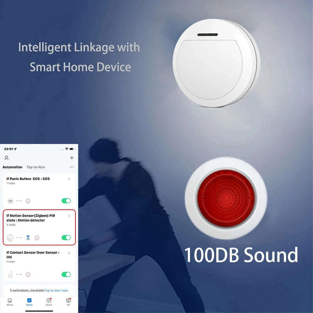 Meian Tuya ZigBee 100dB Wireless Smart Siren Alarm-AU Plug
