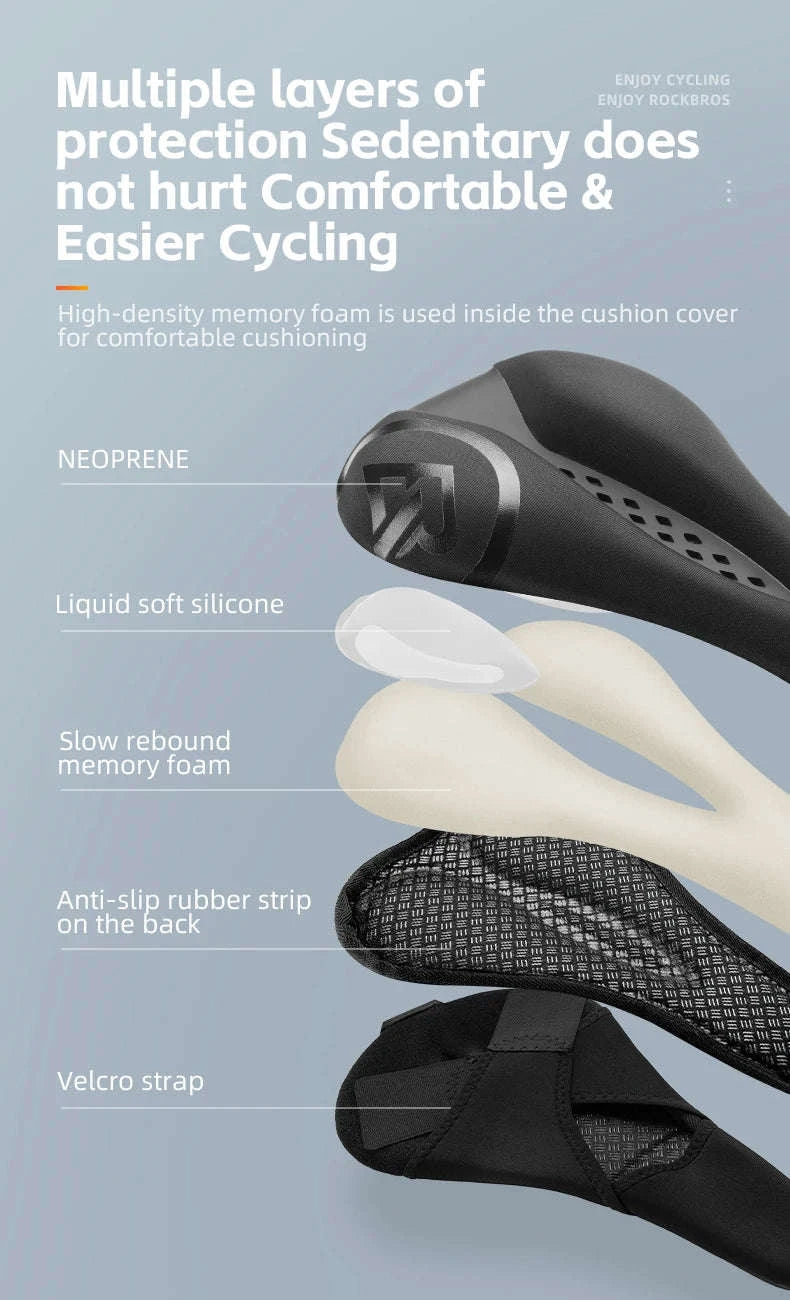 Memory Foam Bicycle Saddle Cover with Gel Cushion and Anti-Slip Fit-38210035001