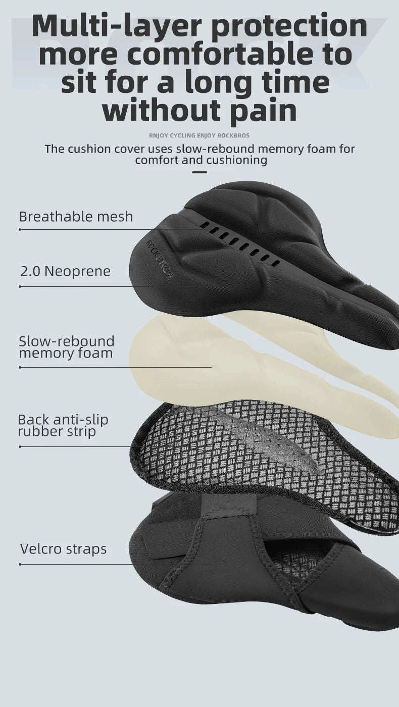 Memory Foam Bicycle Seat Cover Breathable Anti-Slip Saddle Cushion-LF0278
