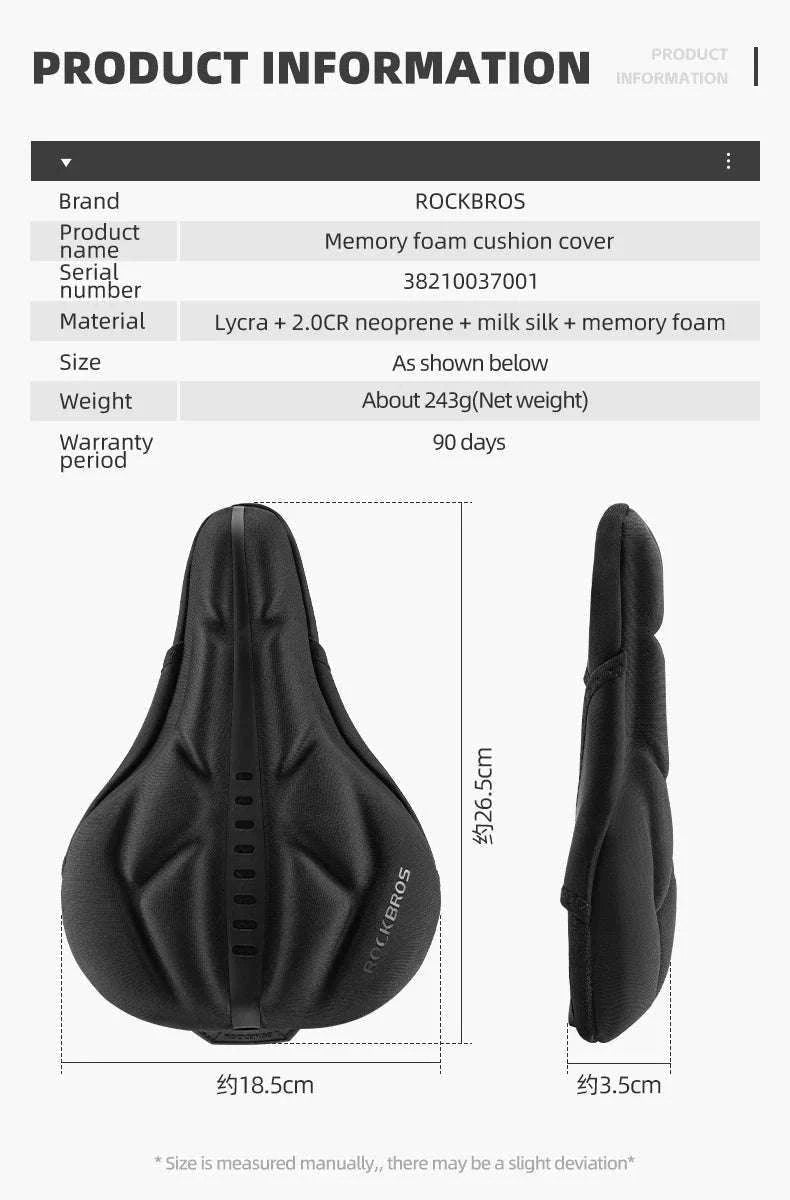 Memory Foam Bicycle Seat Cover Breathable Anti-Slip Saddle Cushion-LF0278