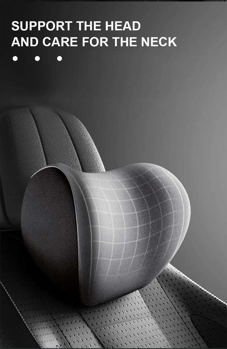Memory Foam Car Neck and Lumbar Support Cushion-Gray Neck 1pc