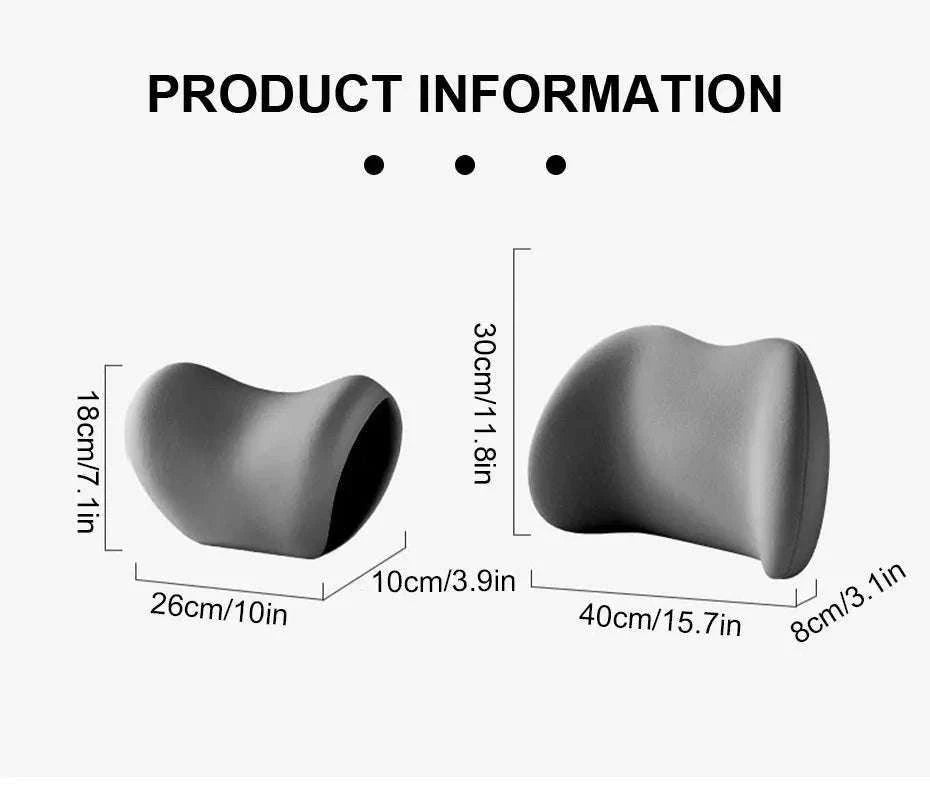 Memory Foam Car Neck and Lumbar Support Cushion-Gray Neck 1pc