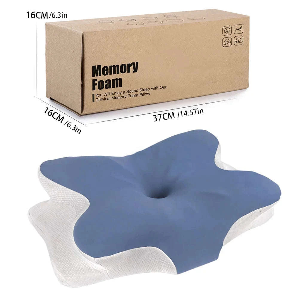 Memory Foam Cervical Neck Pillow with Cooling Breathable Cover-White / france