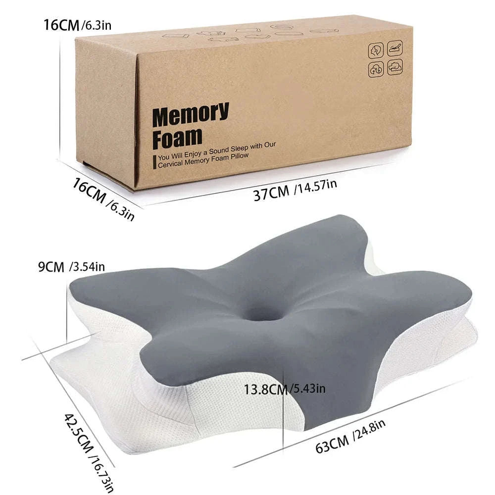 Memory Foam Cervical Neck Pillow with Cooling Breathable Cover-White / france
