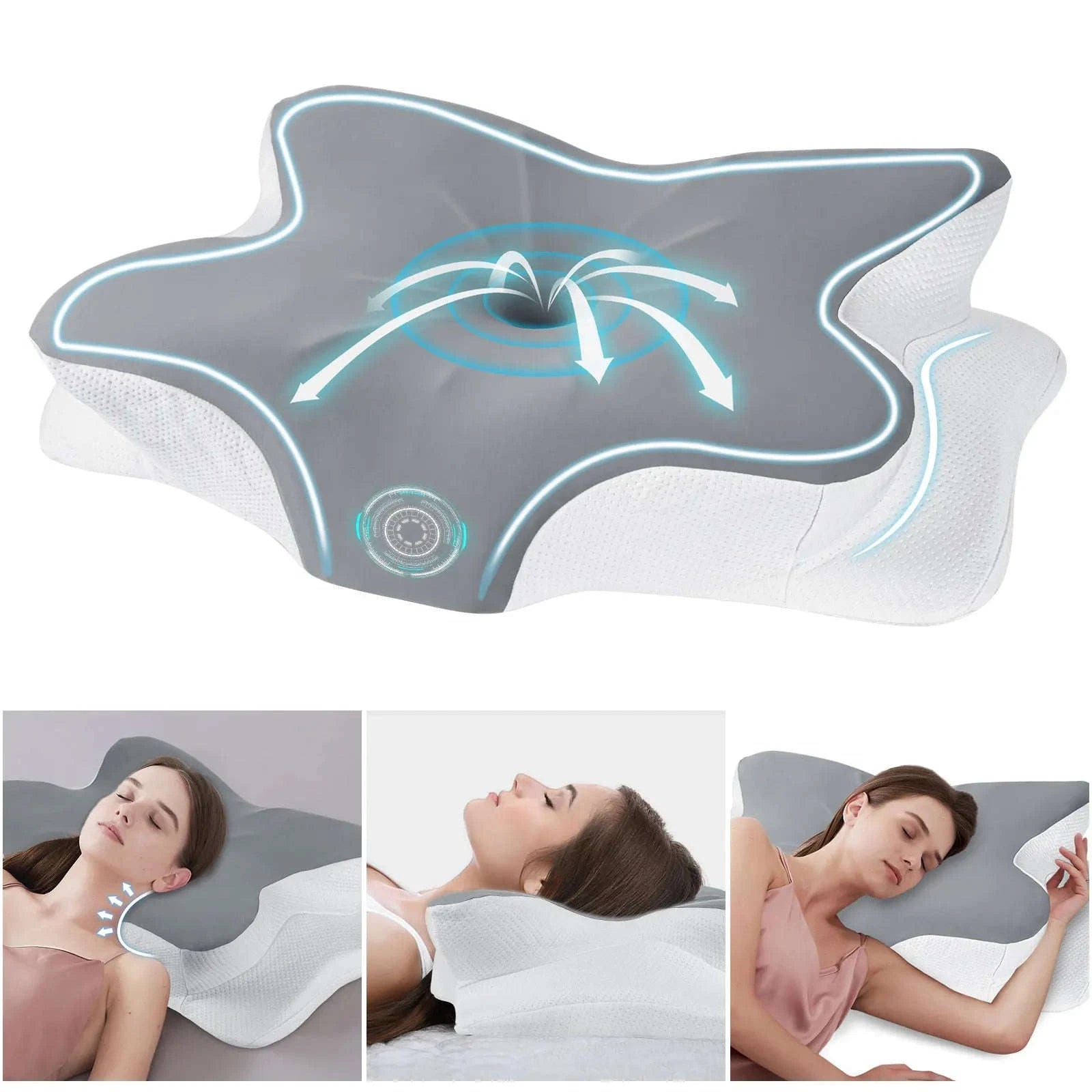 Memory Foam Cervical Neck Pillow with Cooling Breathable Cover-White / france