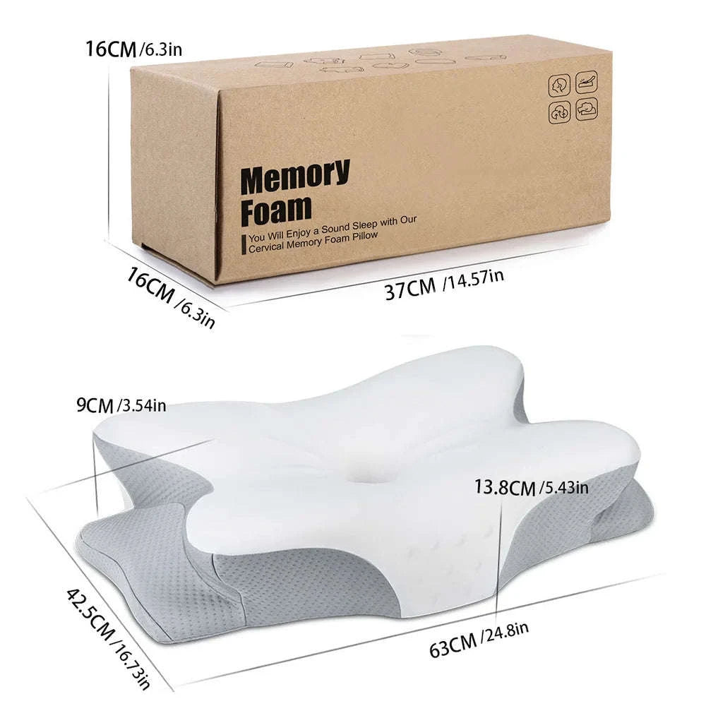 Memory Foam Cervical Neck Pillow with Cooling Breathable Cover-White / france