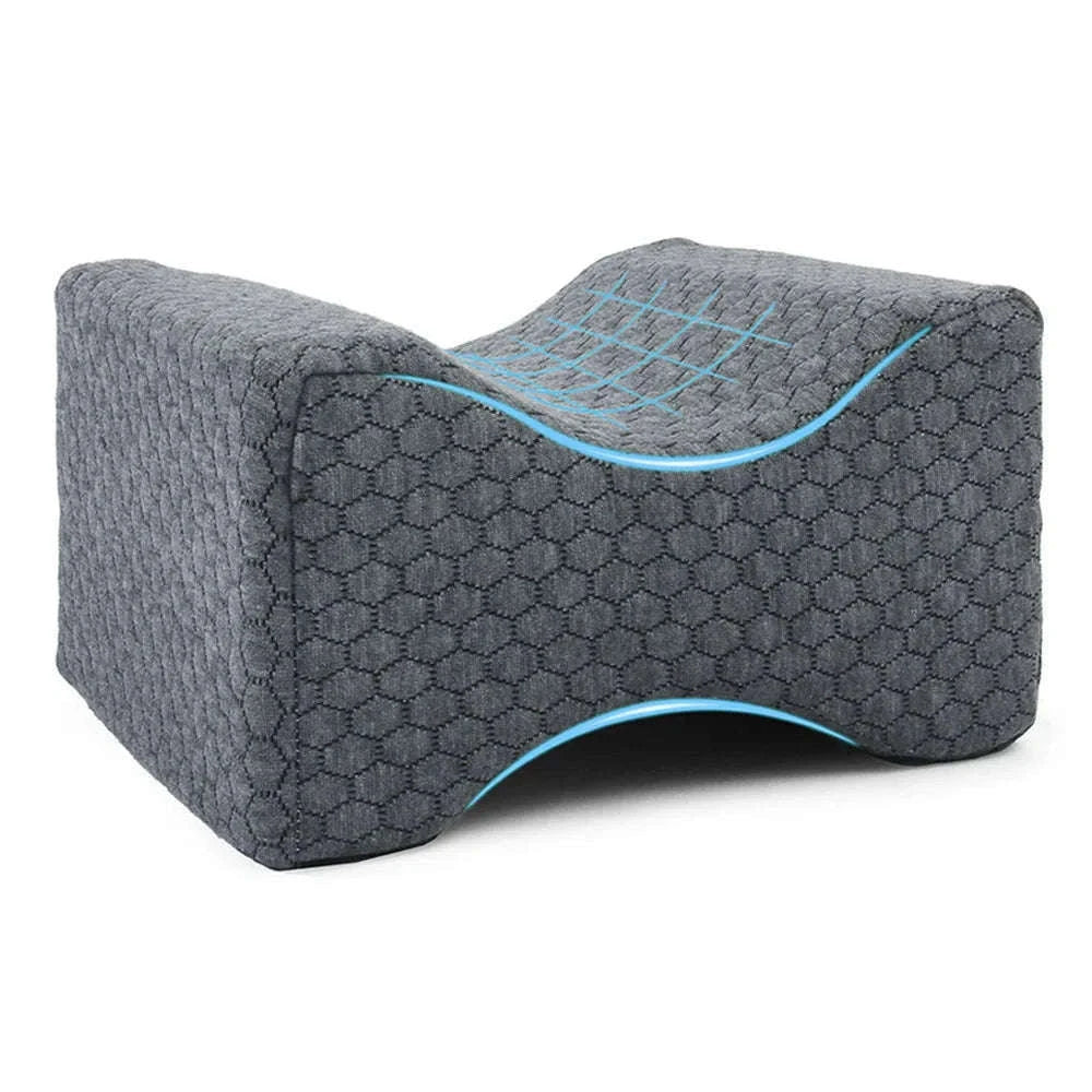 Memory Foam Leg Pillow with Side Sleeping Strap-White