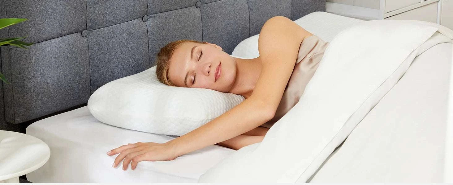 Memory Foam Neck Pillows Set of 2 with Cooling Ventilated Design-Blue / United States