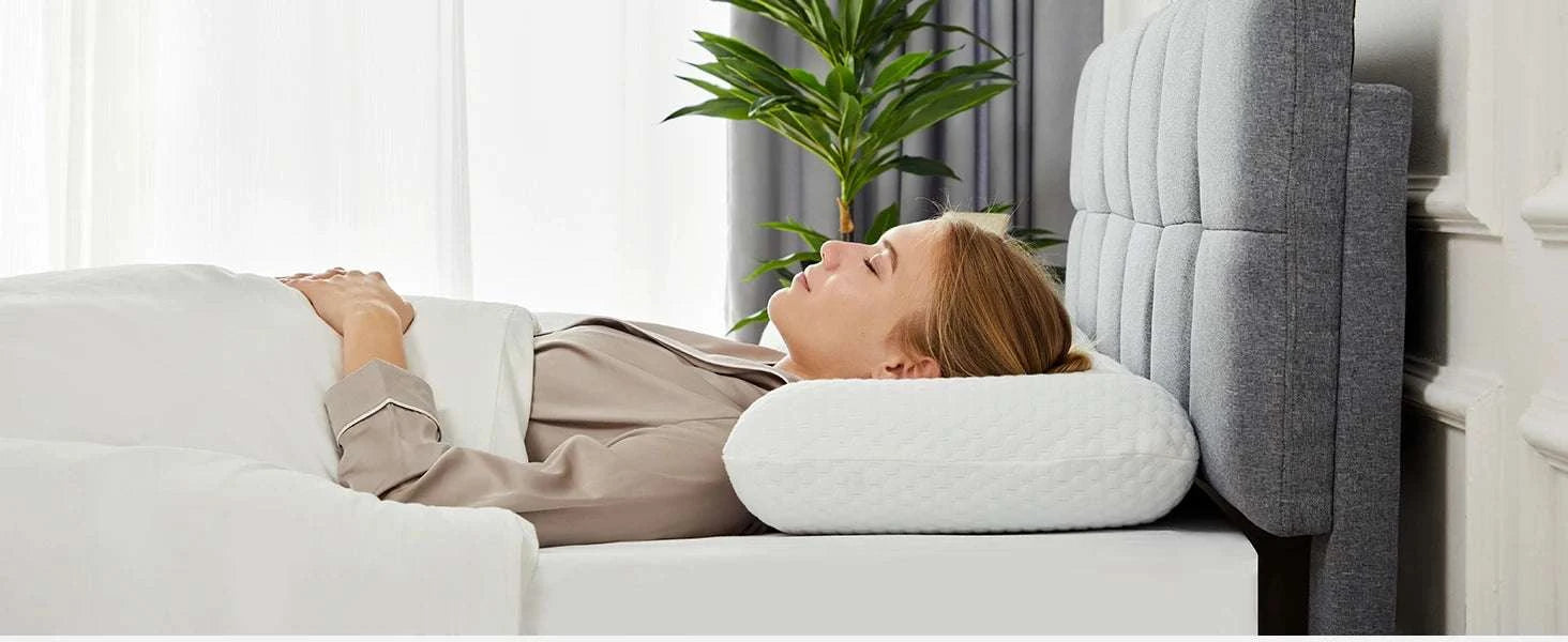 Memory Foam Neck Pillows Set of 2 with Cooling Ventilated Design-Blue / United States