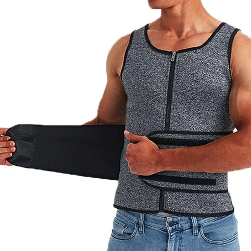 Men Body Shaper Waist Trainer Vest Slimming Compression Shirt-M / Gray