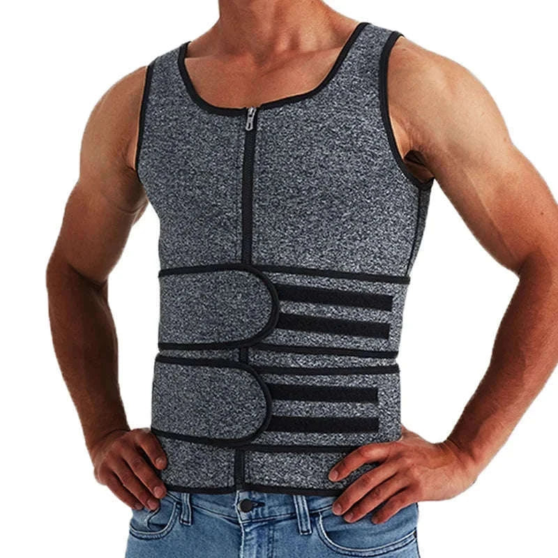 Men Body Shaper Waist Trainer Vest Slimming Compression Shirt-M / Gray