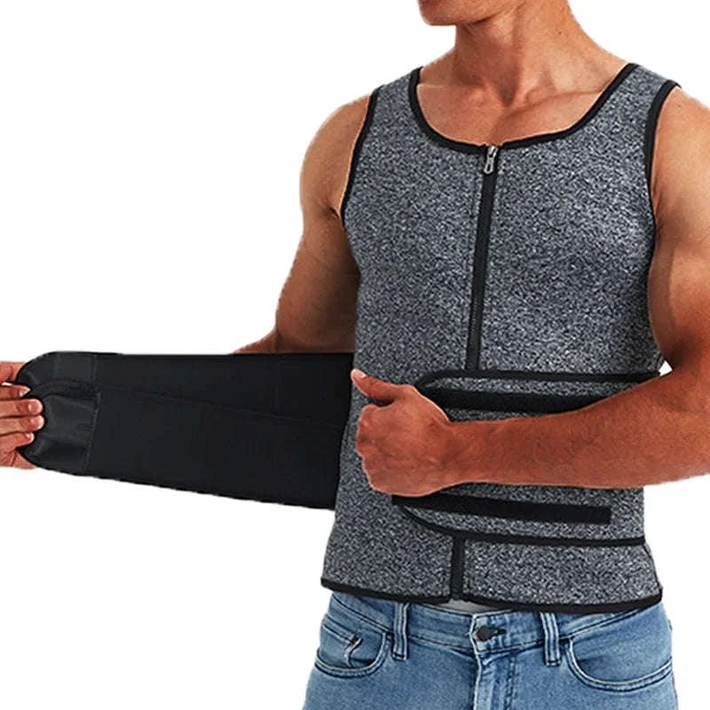 Men Body Shaper Waist Trainer Vest Slimming Compression Shirt-M / Gray