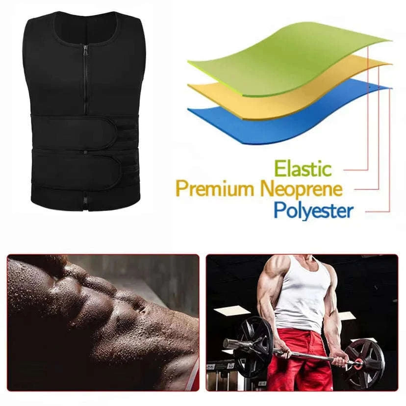 Men Body Shaper Waist Trainer Vest Slimming Compression Shirt-M / Gray