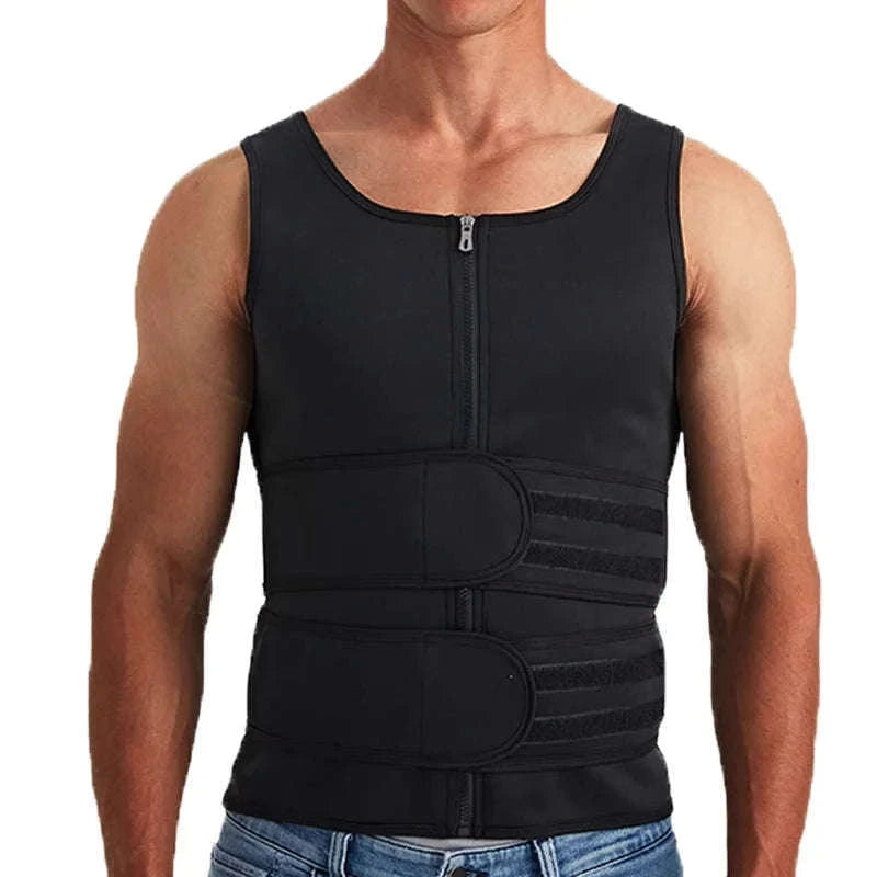 Men Body Shaper Waist Trainer Vest Slimming Compression Shirt-M / Gray