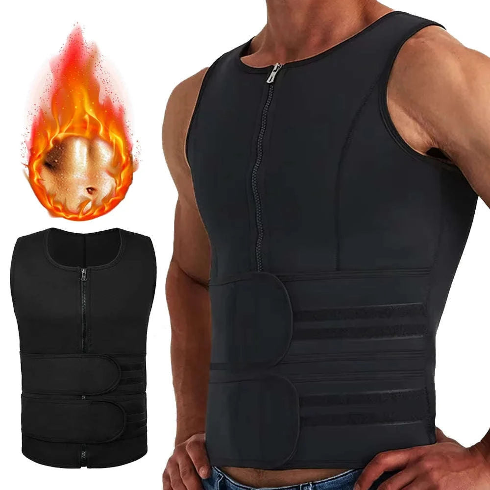 Men Body Shaper Waist Trainer Vest Slimming Compression Shirt-M / Gray