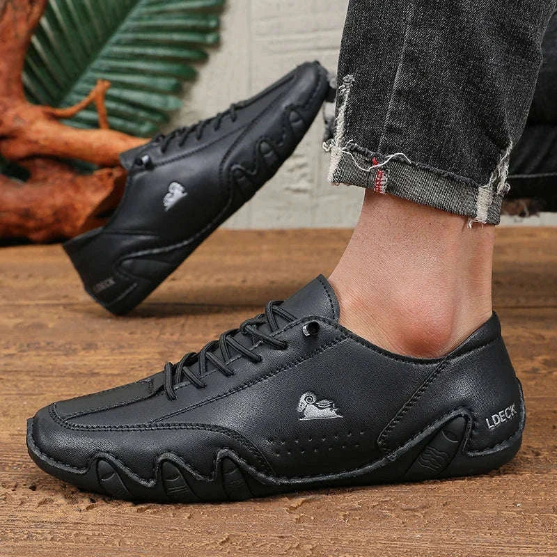 Men Casual Shoes Slip-On Loafers Soft Sole Anti-Slip-Brown / 46